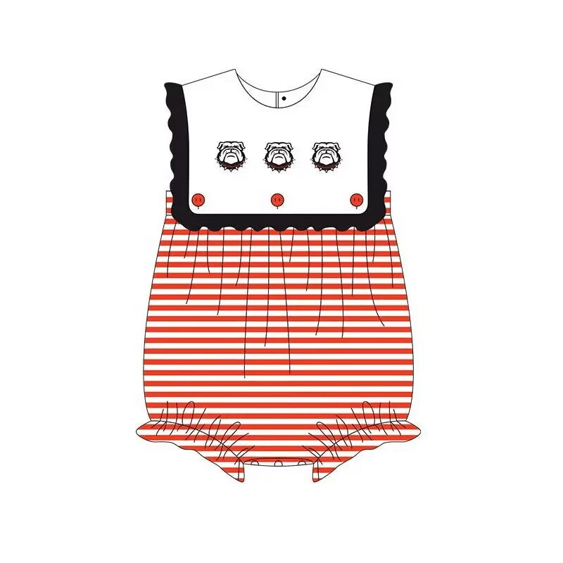 Deadline April 30 dog G stripe baby girls team romper
