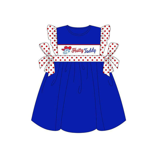 Deadline May 6 Blue polka dots flutter sleeves girls team dress