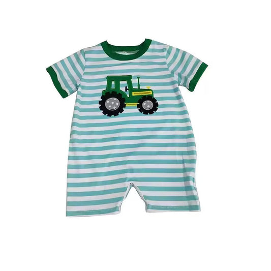 Deadline May 7 stripe tractor baby boys farm romper