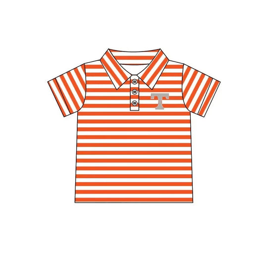 Deadline May 7 short sleeves T orange stripe kids boys team polo shirt