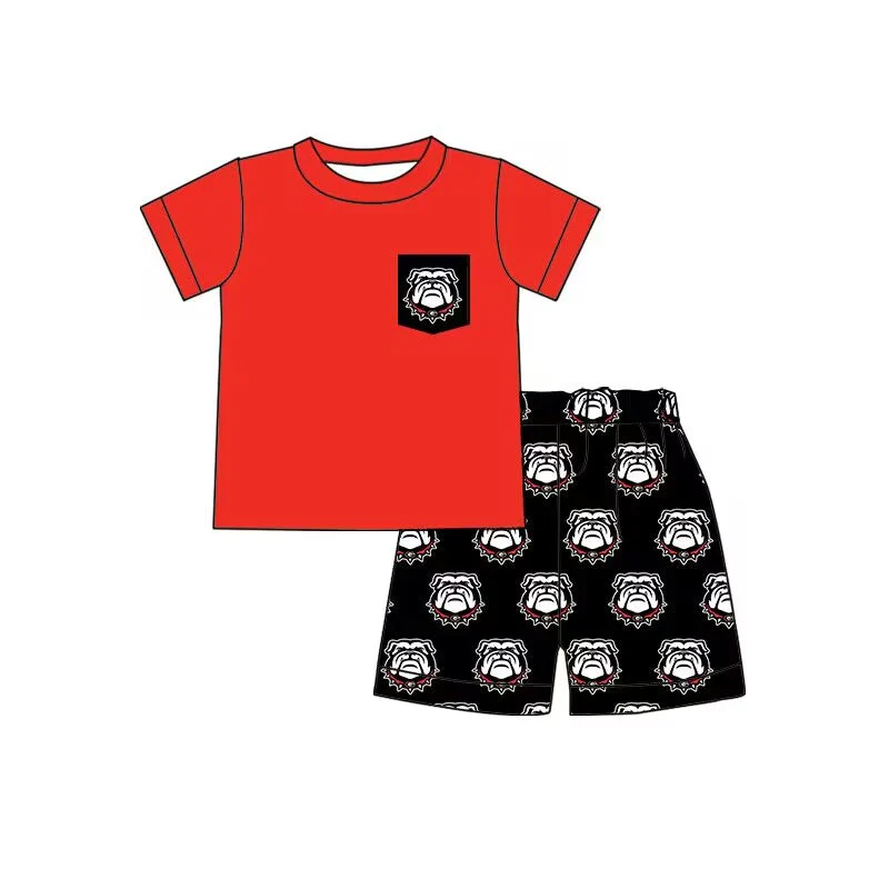 Deadline Aug 15 red short sleeves dog pocket boys team clothes