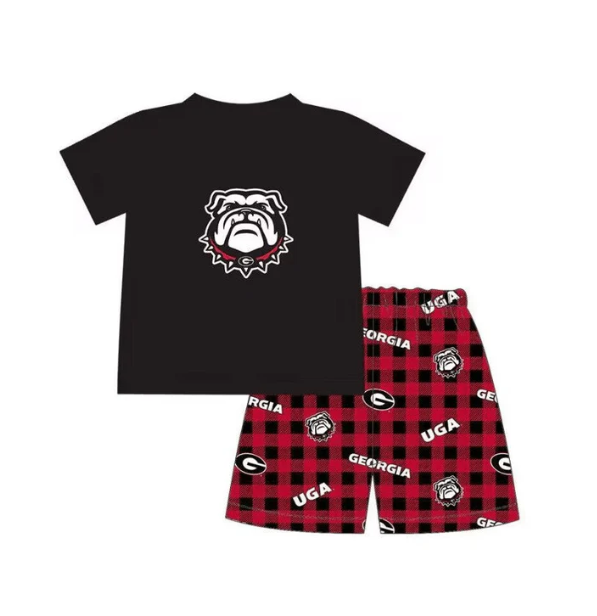Deadline Aug 17 black G dog top plaid shorts boys team clothes