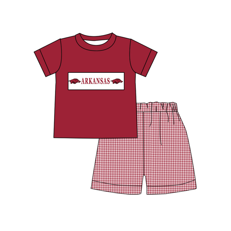 Deadline Aug 18 hogs top plaid shorts boys team clothing