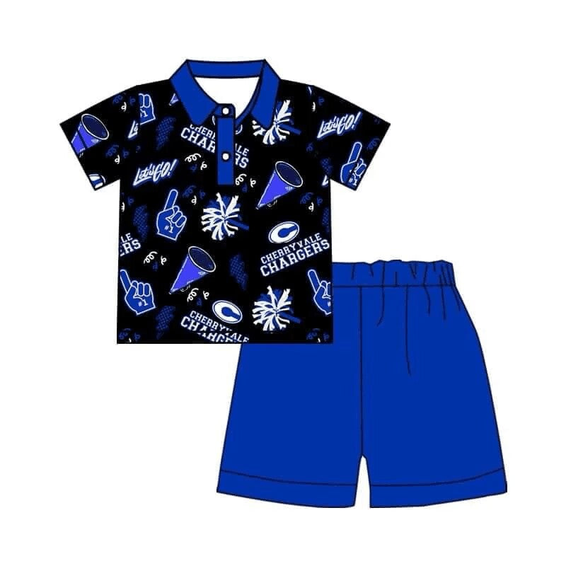 Deadline Aug 18 Blue C polo shirt shorts boys team outfits
