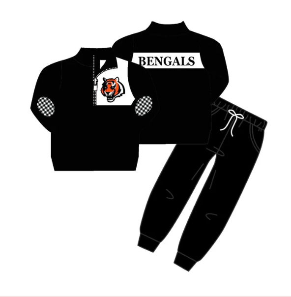 Deadline Sep 19 black tiger zip pullover pants boys team outfits