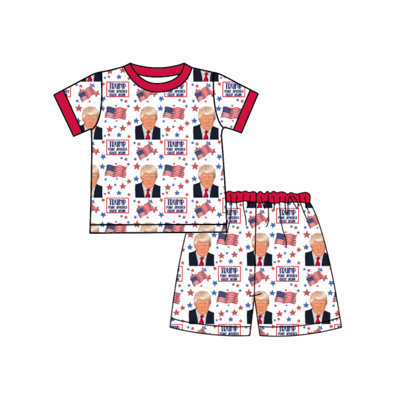 Deadline Nov 20 short sleeves flag stars top shorts kids pajamas