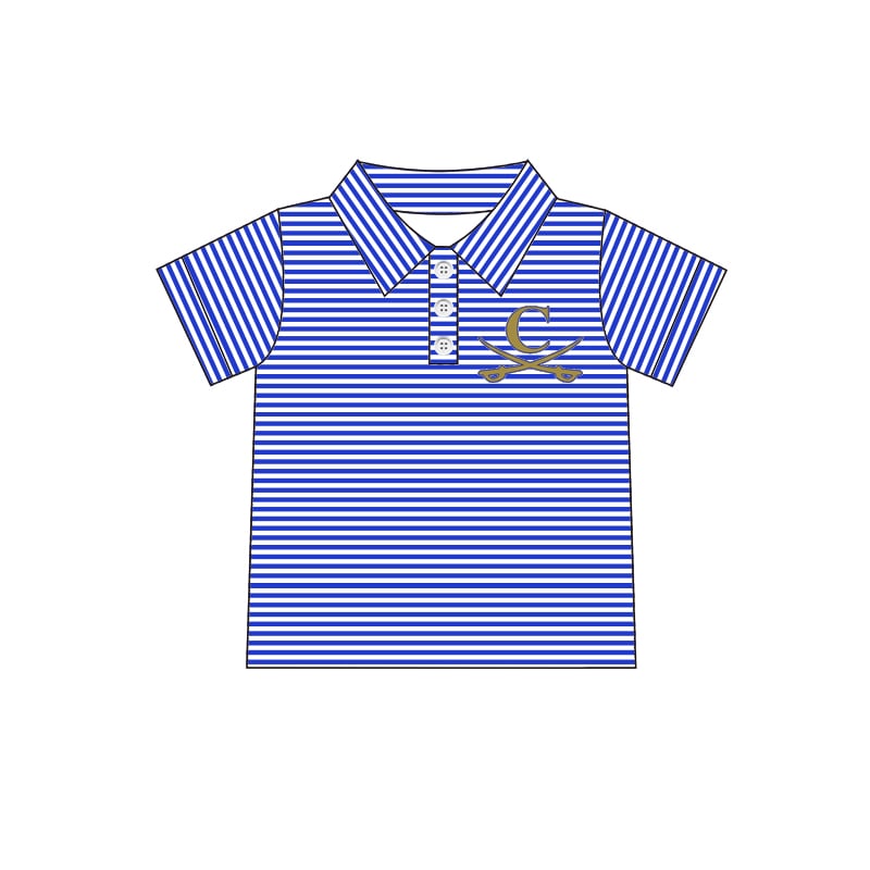 Deadline Dec 2 blue stripe short sleeves C kids boys team polo shirt