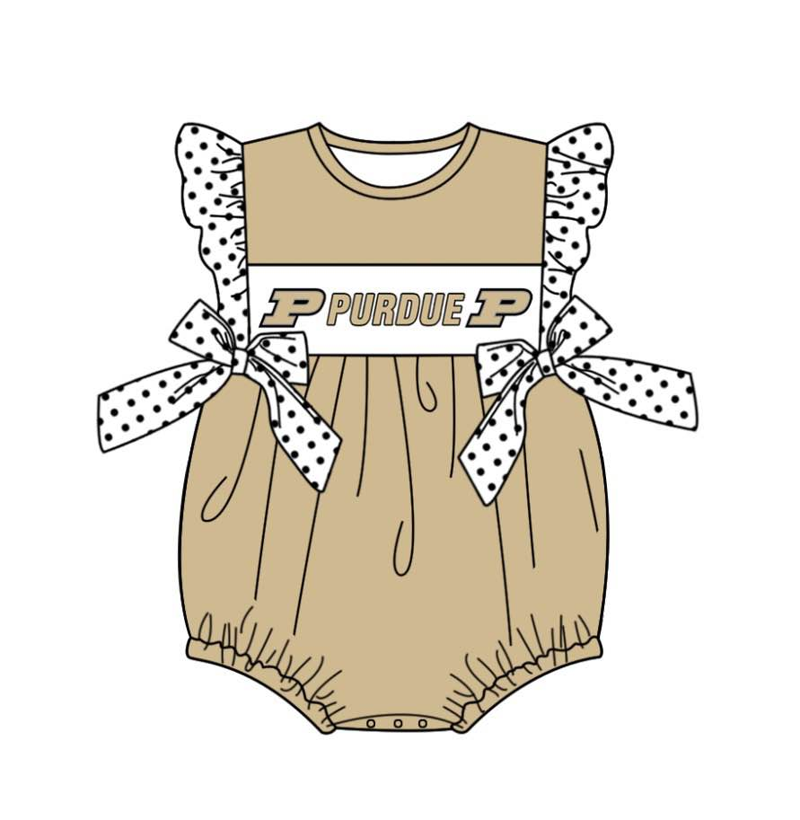 Deadline Jan 25 polka dots flutter sleeves khaki P baby girls romper
