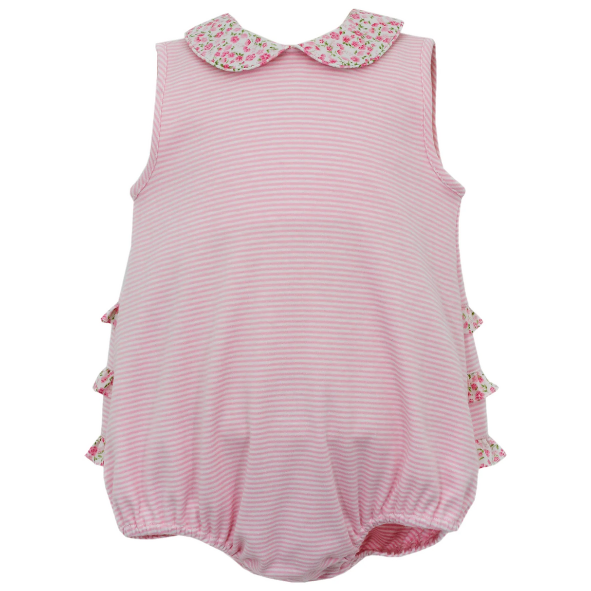 Deadline Feb 1 sleeveless stripe floral ruffle baby girls romper