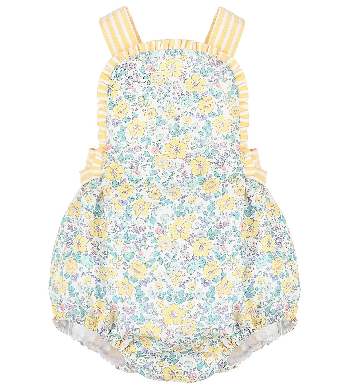Deadline Feb 1 yellow stripe floral baby girls summer romper