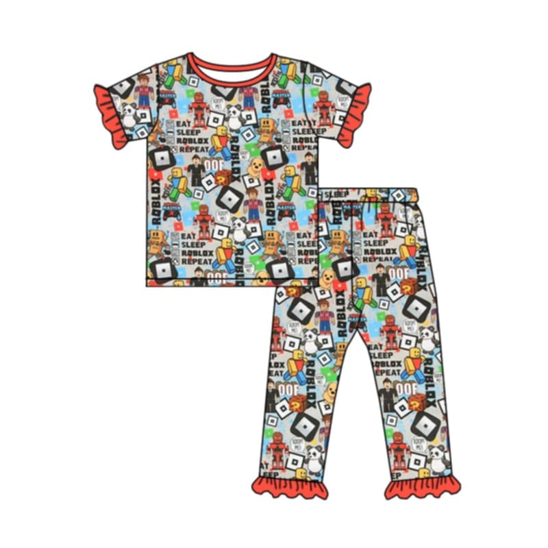Deadline Feb 1 short sleeves game print kids girls pajamas