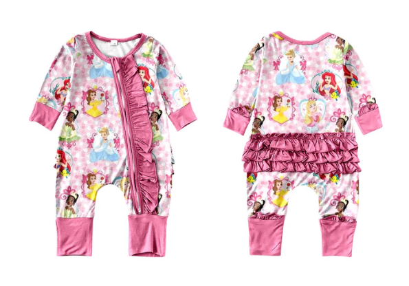 Deadline Feb 2 pink ruffle princess baby girls zipper romper