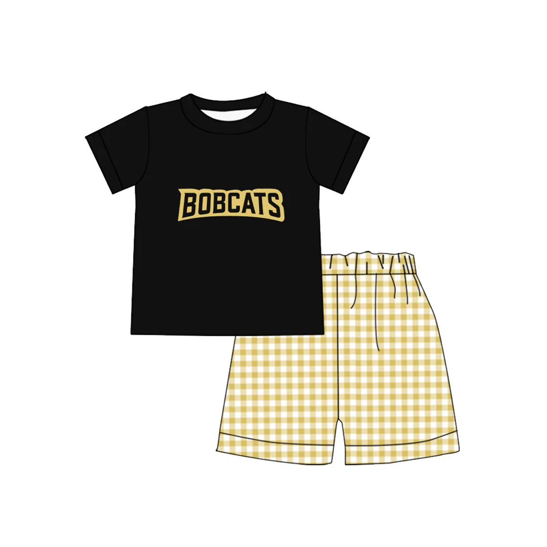 Deadline Feb 2 black short sleeves top plaid shorts boys clothes
