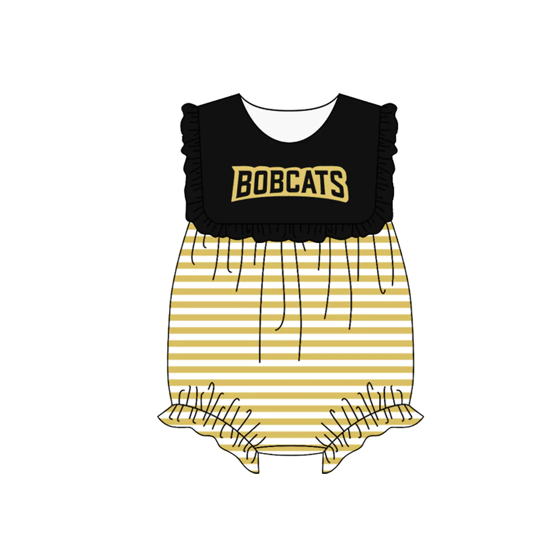 Deadline Feb 2 Black ruffle stripe baby girls team romper