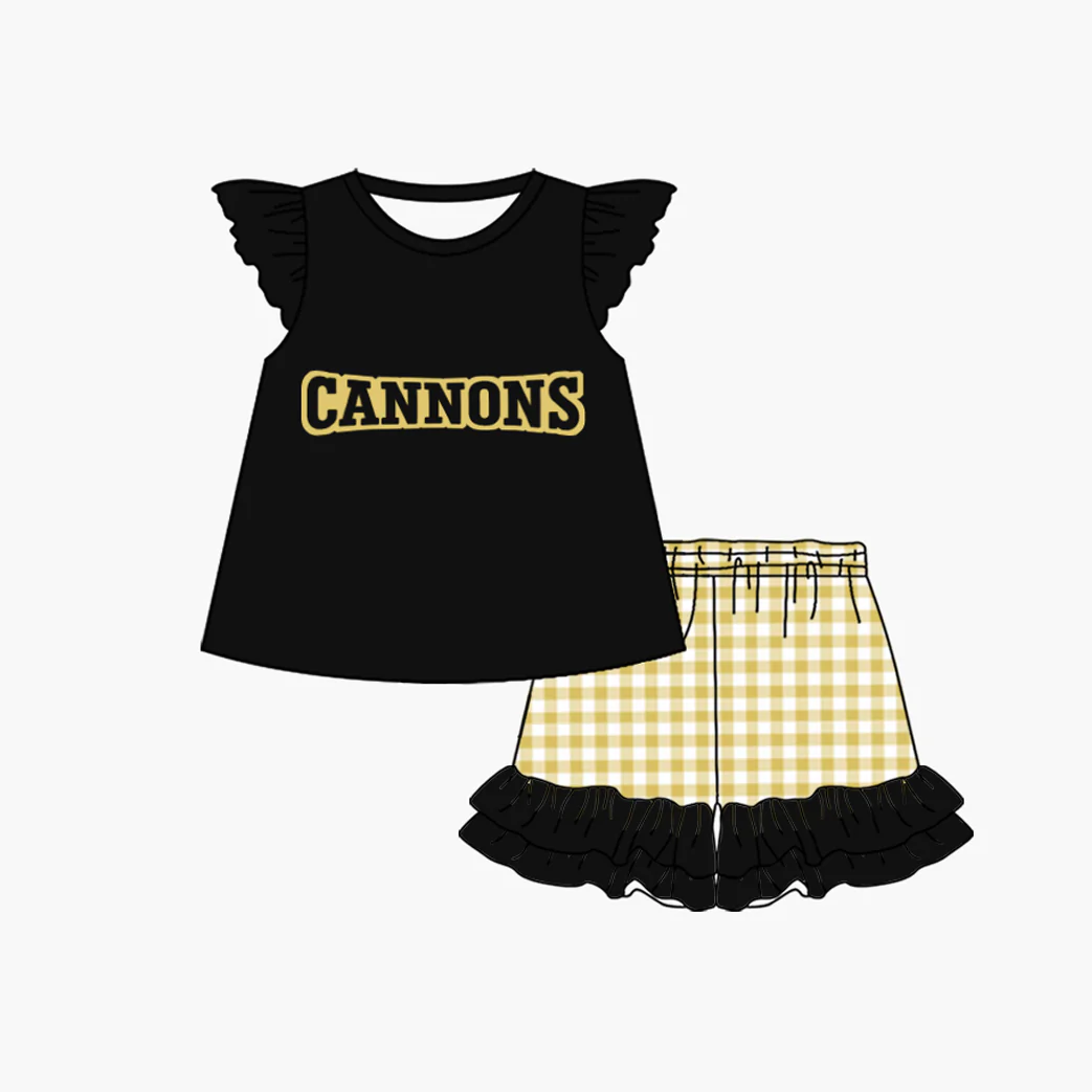 Deadline Feb 17 black top yellow plaid shorts girls team clothes