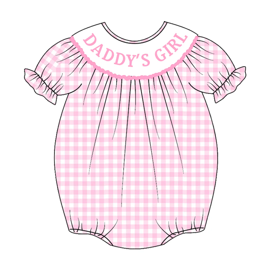 Deadline Feb 17 short sleeves daddy's girl plaid baby romper