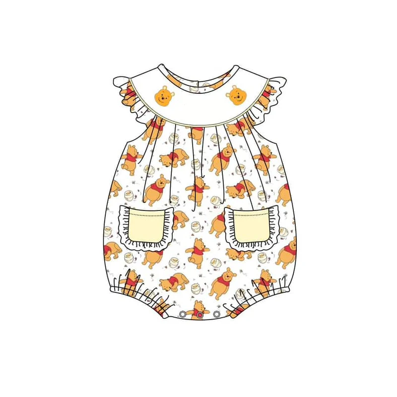 Deadline Feb 17 bear bee pockets baby girls romper