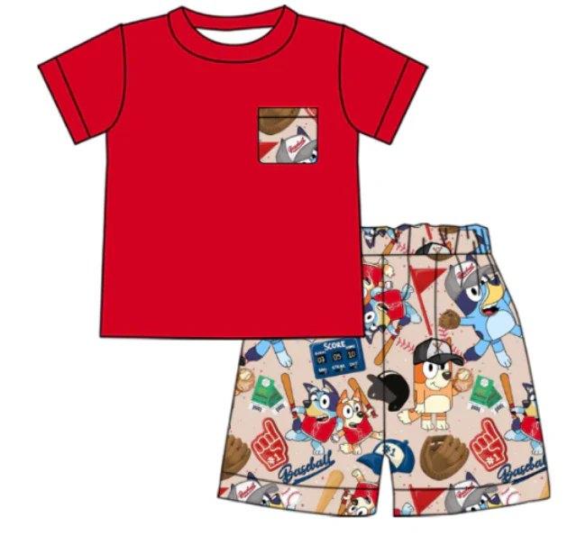 Deadline Feb 18 red pocket dog baseball shorts boys clothes