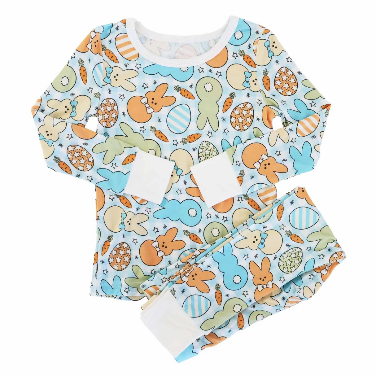 Deadline Feb 18 blue bunny eggs baby boys Easter pajamas