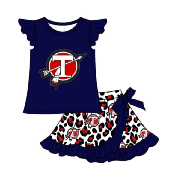 Deadline Feb 18 T feather top leopard skirt girls team clothing