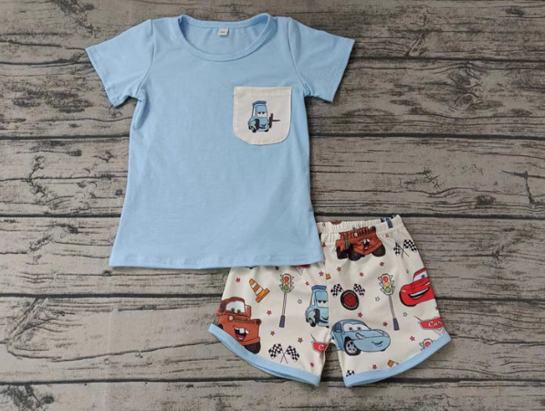 Deadline Feb 20 light blue pocket top cars shorts boys clothes