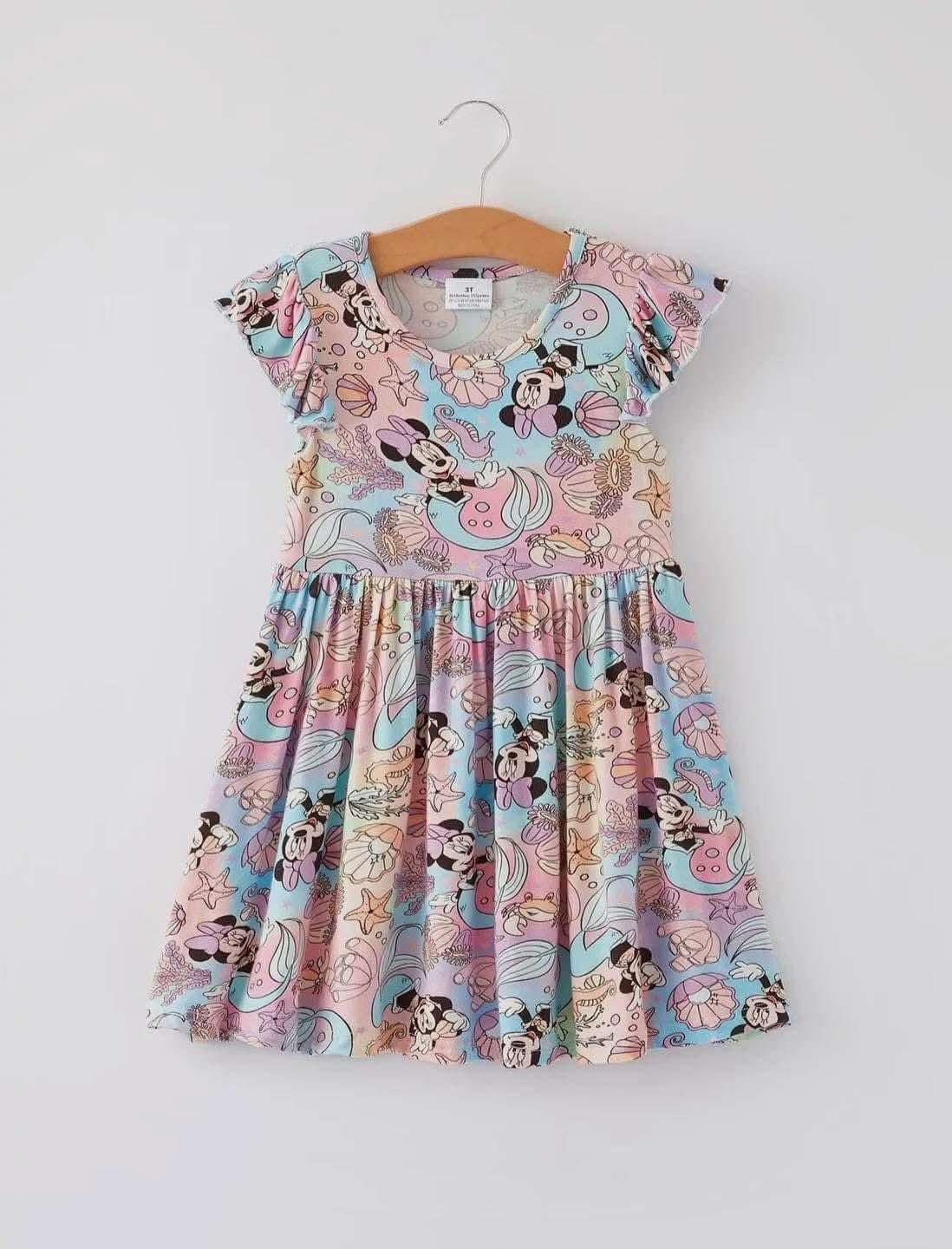 Deadline Feb 20 flutter sleeves mouse mermaid kids girls dresses
