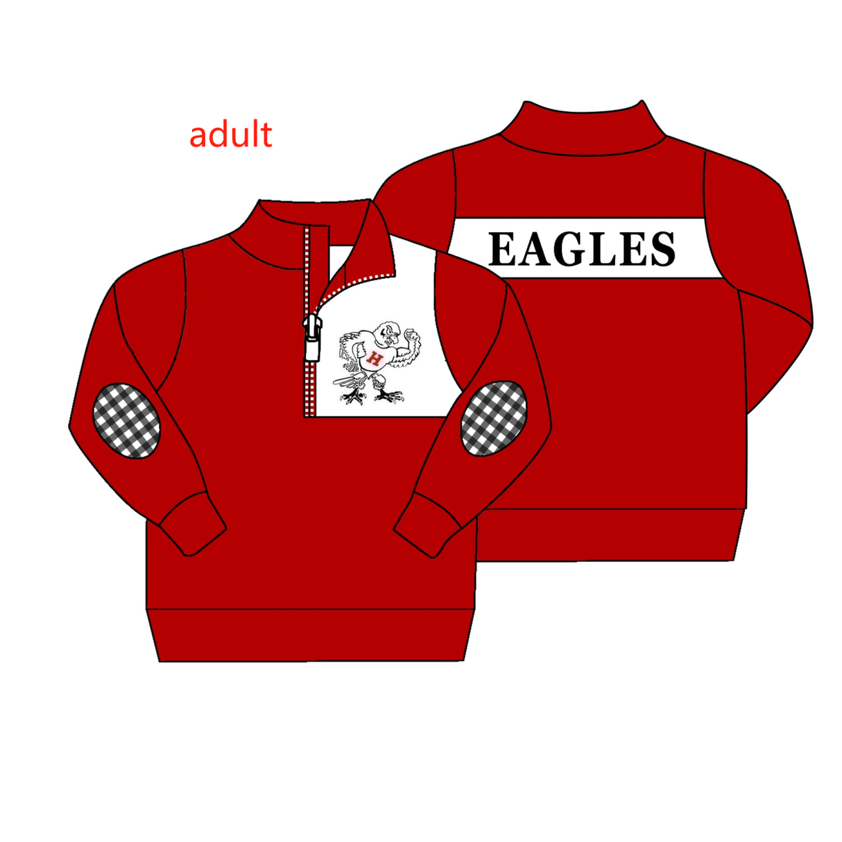 Deadline Feb 28 red H eagle plaid adult pullover