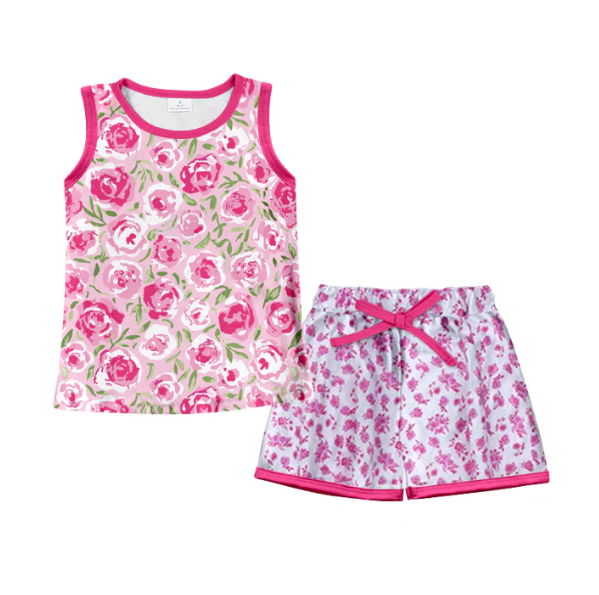Deadline March 5 pink floral sleeveless shorts girls clothes