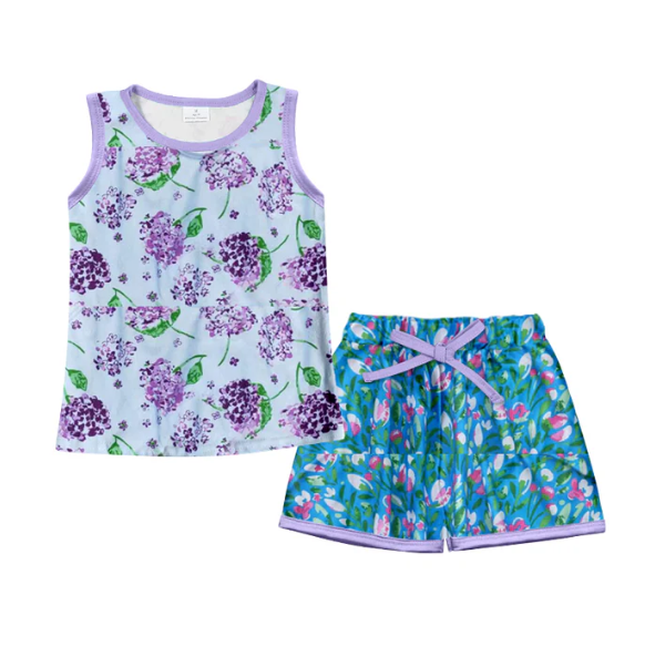 Deadline March 5 lavender floral sleeveless shorts girls clothes