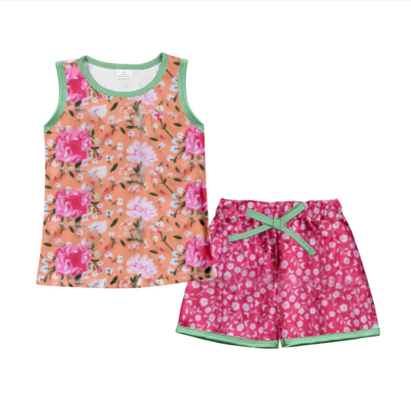 Deadline March 5 hot pink floral sleeveless shorts girls clothes