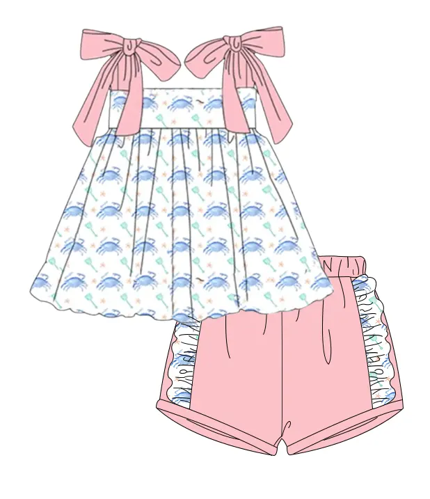 Deadline March 23 straps crab tunic shorts girls summer clothes