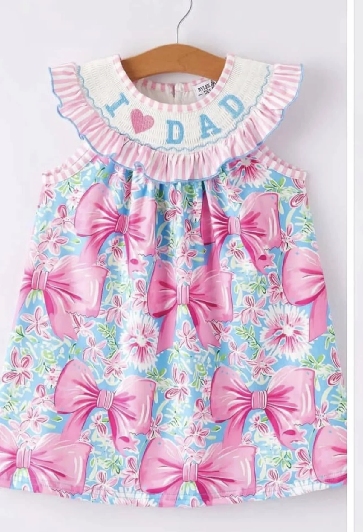 Deadline March 23 I love dad print floral bow baby girls dress