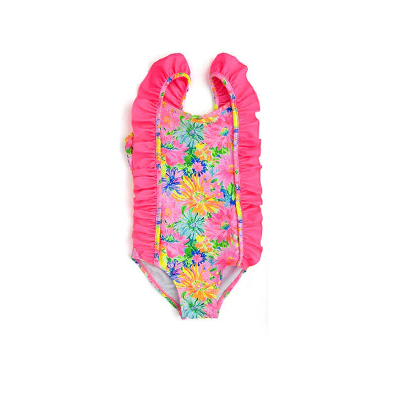 Deadline March 23 pink ruffle floral baby girls summer swimsuit
