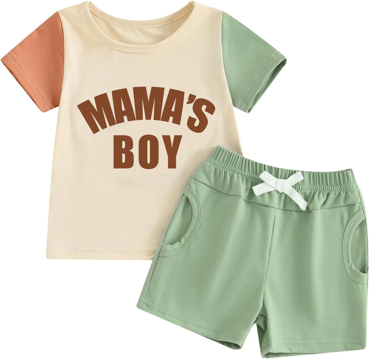 Deadline March 30 short sleeves mama's boy patchwork outfits
