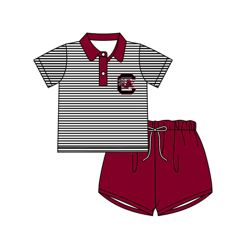 Deadline March 30 stripe polo shirt maroon shorts boy team clothes