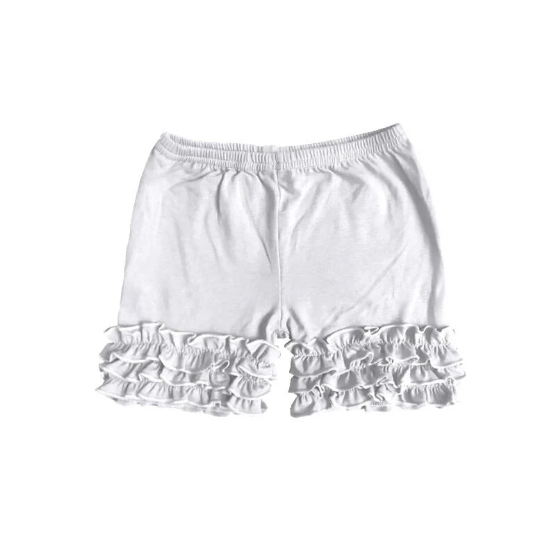 Deadline April 9 white cotton kids girls icing ruffle shorts