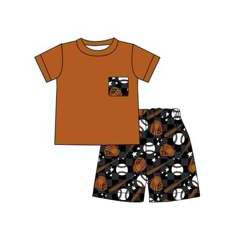 Deadline April 9 brown short sleeves top baseball shorts boys clothes