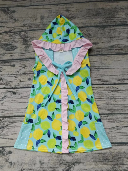 Deadline May 29 lemon polka dots pocket girls swimming coverup