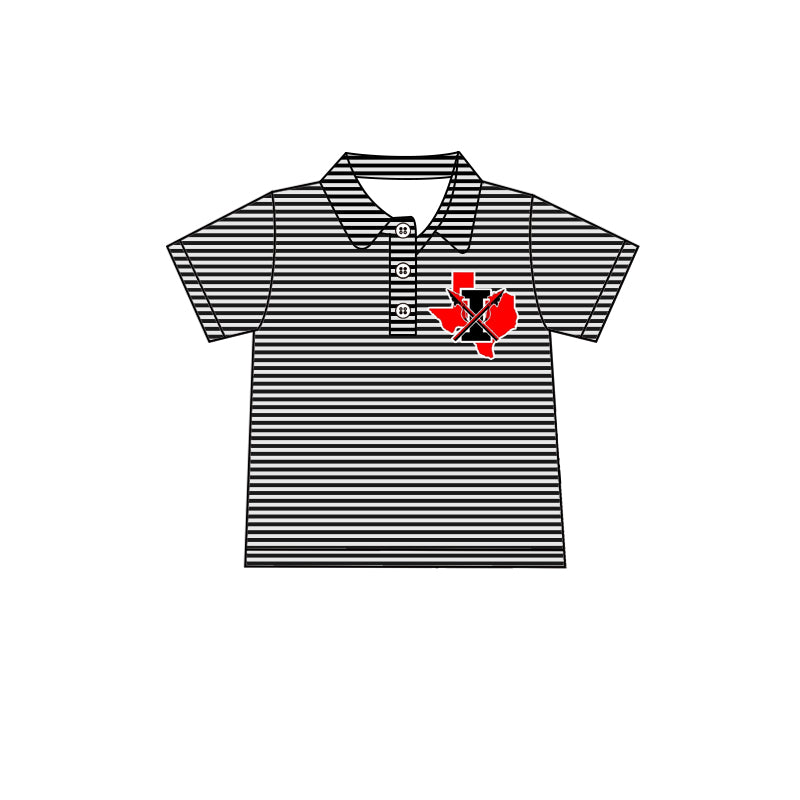 MOQ 3 pcs short sleeves black stripe kids boys team polo shirt