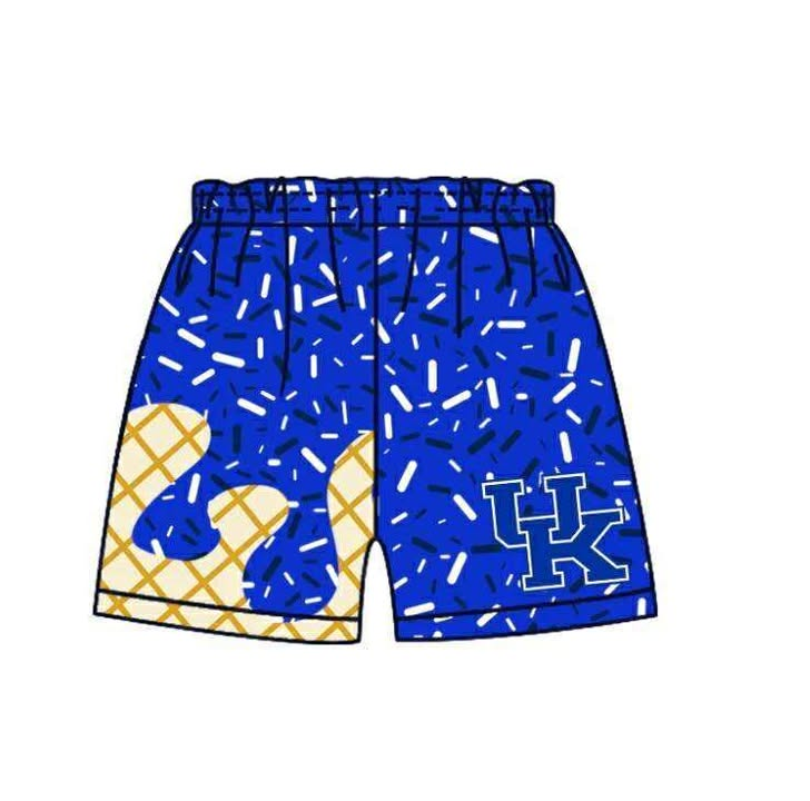 MOQ 3 pcs blue U K ice cream sprinkle kids team shorts