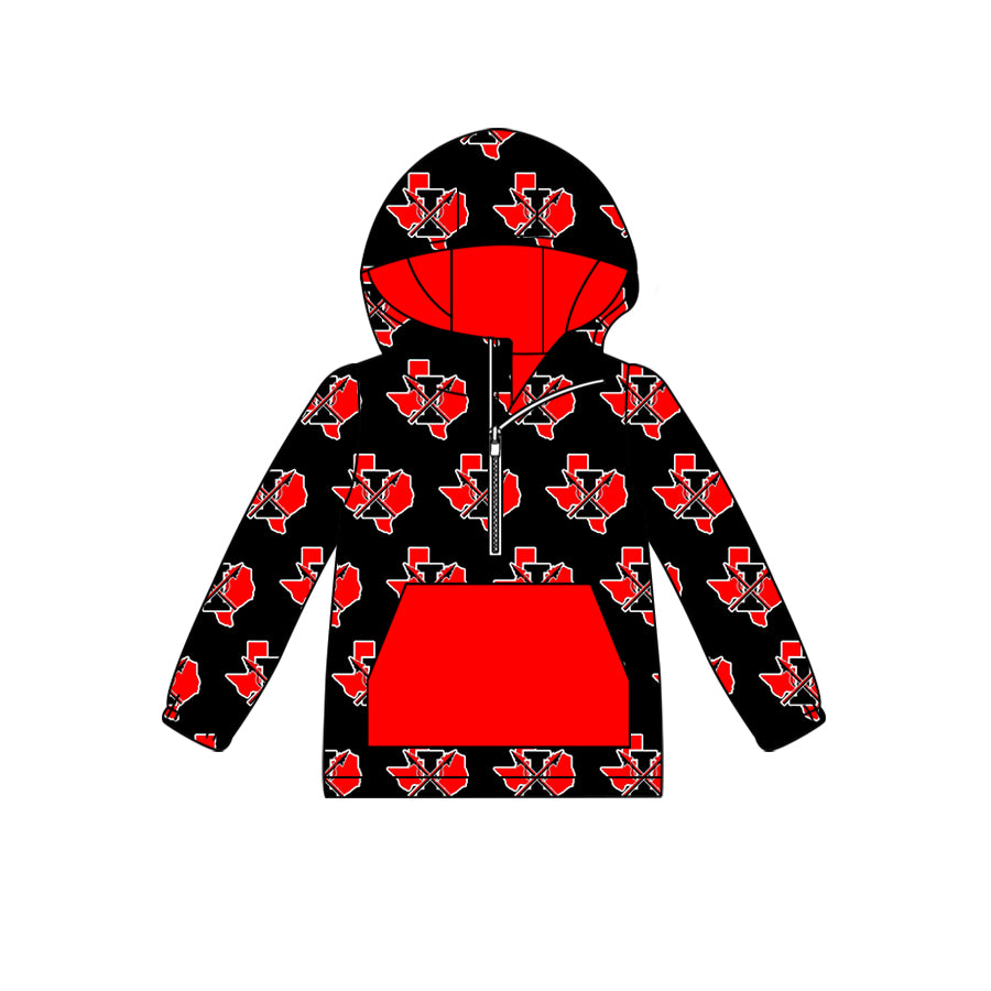 MOQ 3 black long sleeves pocket kids team zipper hoodie