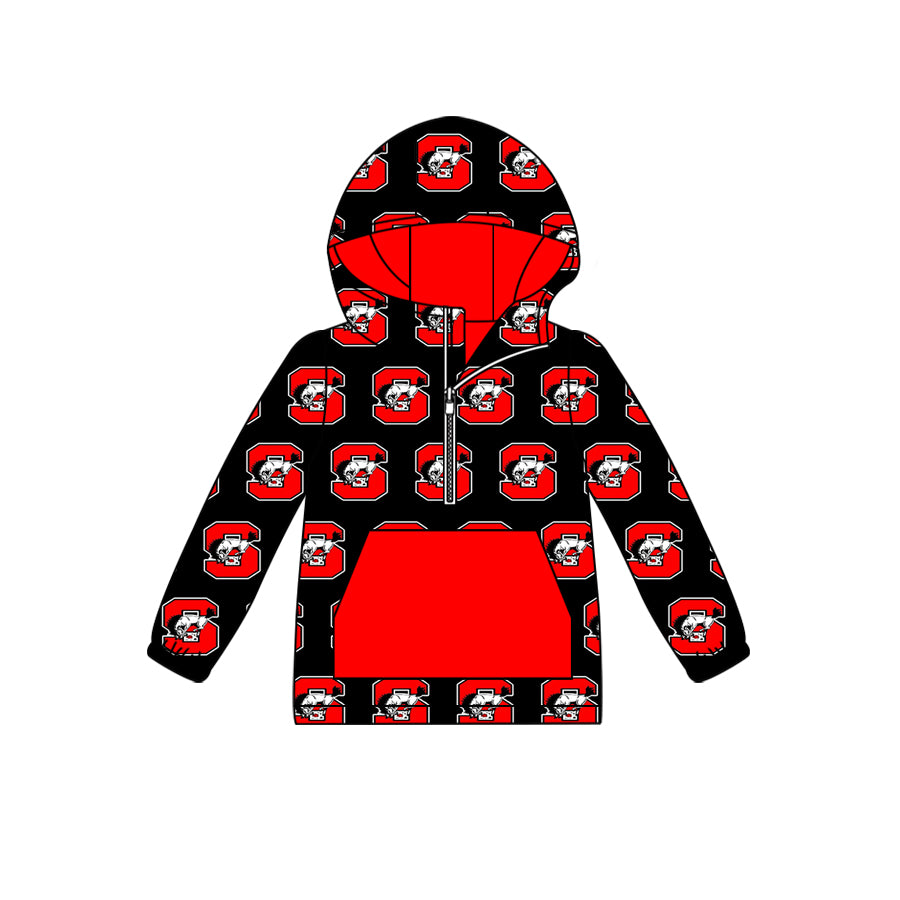 MOQ 3 red S long sleeves pocket kids team zipper hoodie