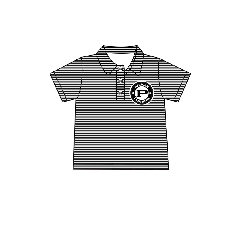 MOQ 3 pcs short sleeves black stripe P boys team polo shirt