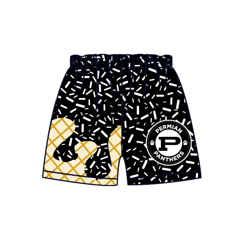 MOQ 3 pcs P black ice cream sprinkle kids boys team shorts