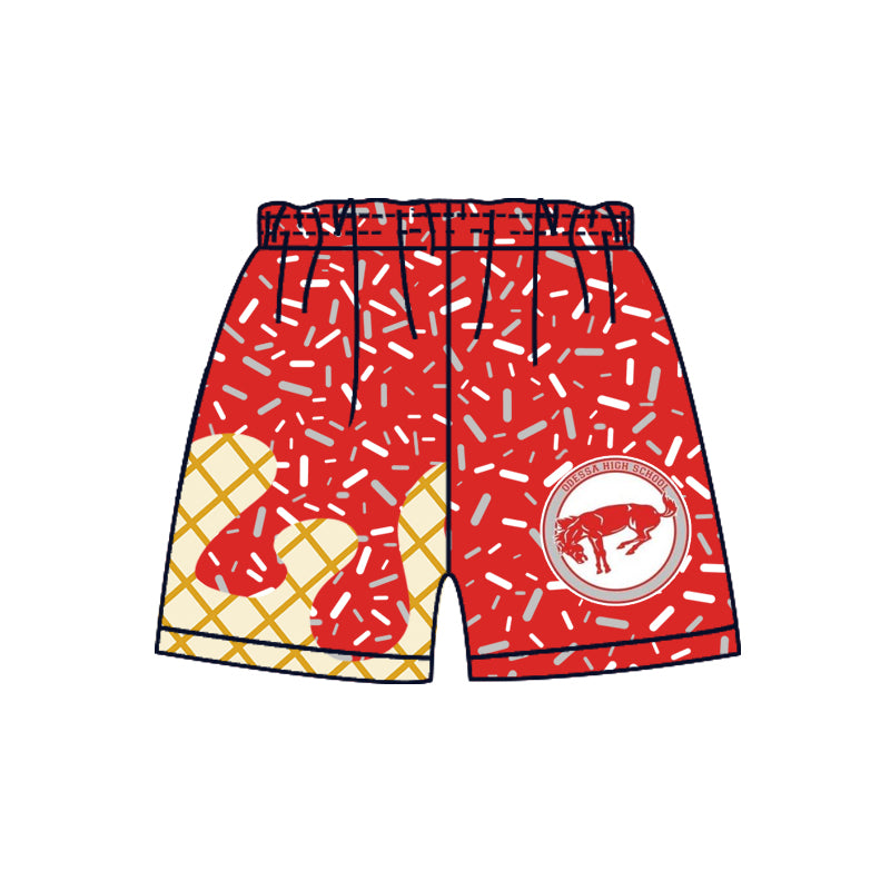 MOQ 3 pcs red ice cream sprinkle kids boys team shorts