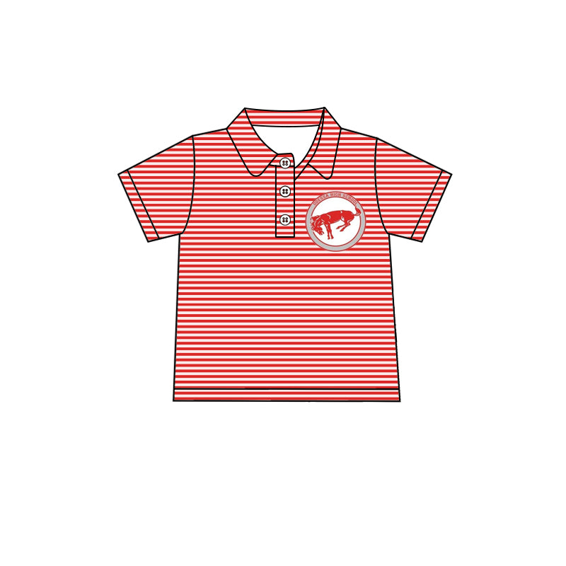 MOQ 3 pcs short sleeves red stripe boys team polo shirt