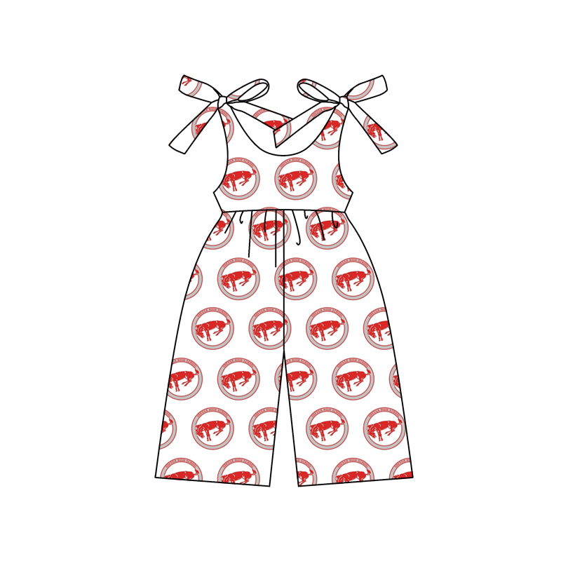 MOQ 3 straps white red kids girls team jumpsuit