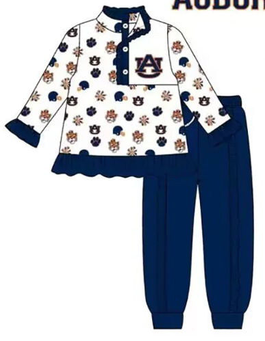 Deadline July 4 2025 A U ruffle pullover navy pants kids girls team outfits