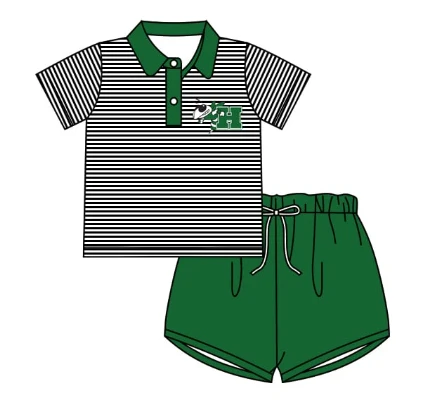 Deadline July 5 2025 H stripe polo shirt green shorts boy team clothes