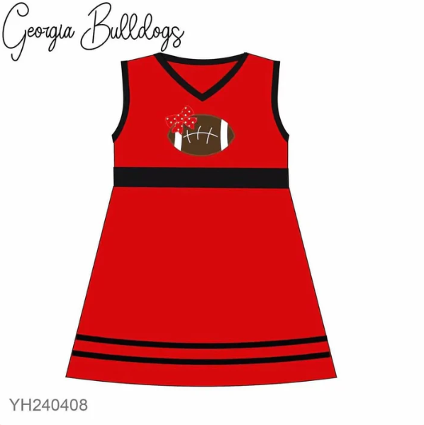 Deadline Julyy 29 2025 sleeveless red football bow girls team dress
